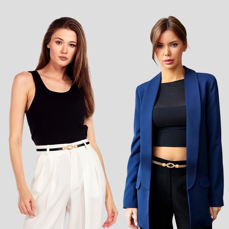 JASGOOD Leather Skinny Women Belt Ladies Thin Waist Belts Plus Size Adjustable for Jeans Pants Dresses with Metal Buckle - Image 2